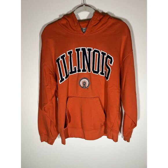 Vintage Y2K J America Univ of Illinois embroidered orange hoodie M Illini retro - Picture 1 of 9